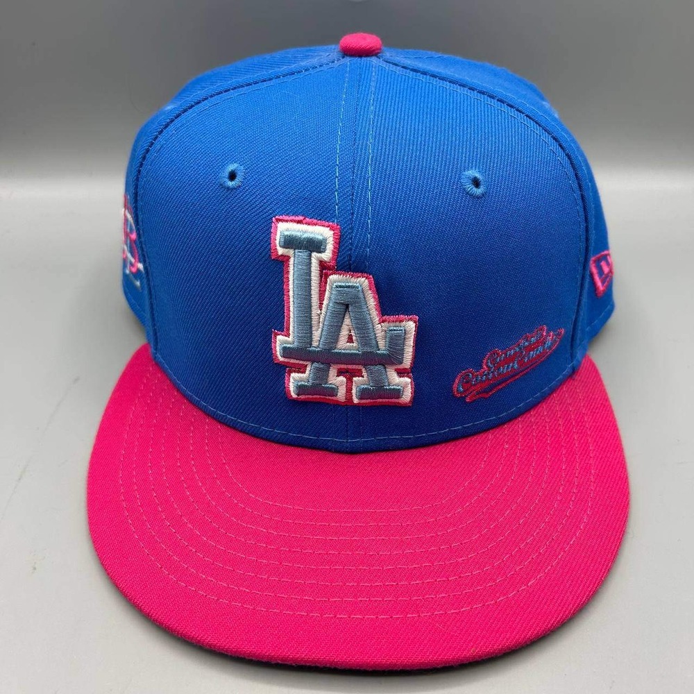Los Angeles LA Dodgers MLB Hat Men 7 1/4 Blue Pink 59Fifty New Era Fitted Cap